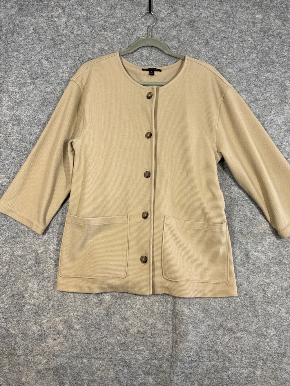Banana Republic Belted Fall Jacket Beige Medium Minimalist Quiet Luxury Career - Picture 7 of 16